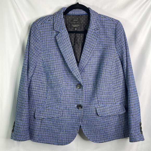Talbots Jackets & Blazers - Talbots Aberdeen wall houndstooth blue black gray blazer jacket